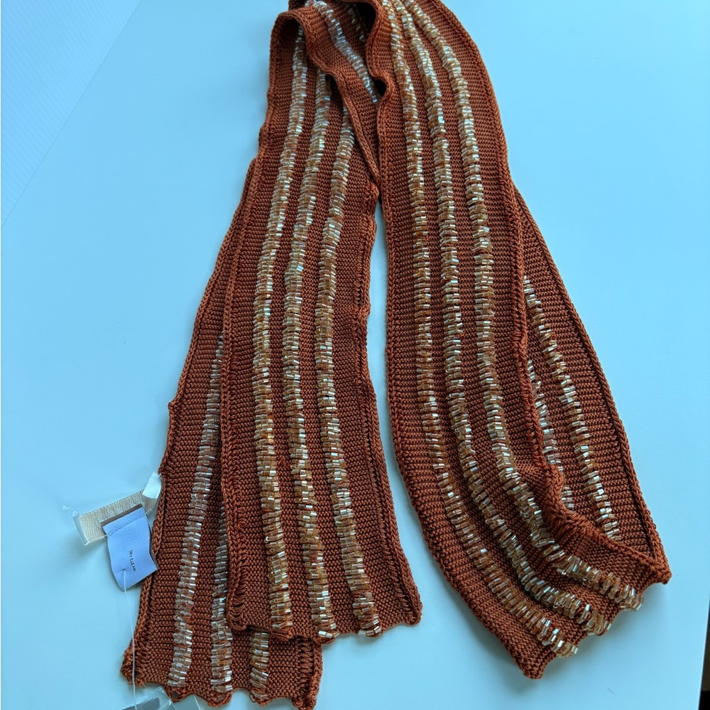 Chico's Copper and Gold Knit Scarf